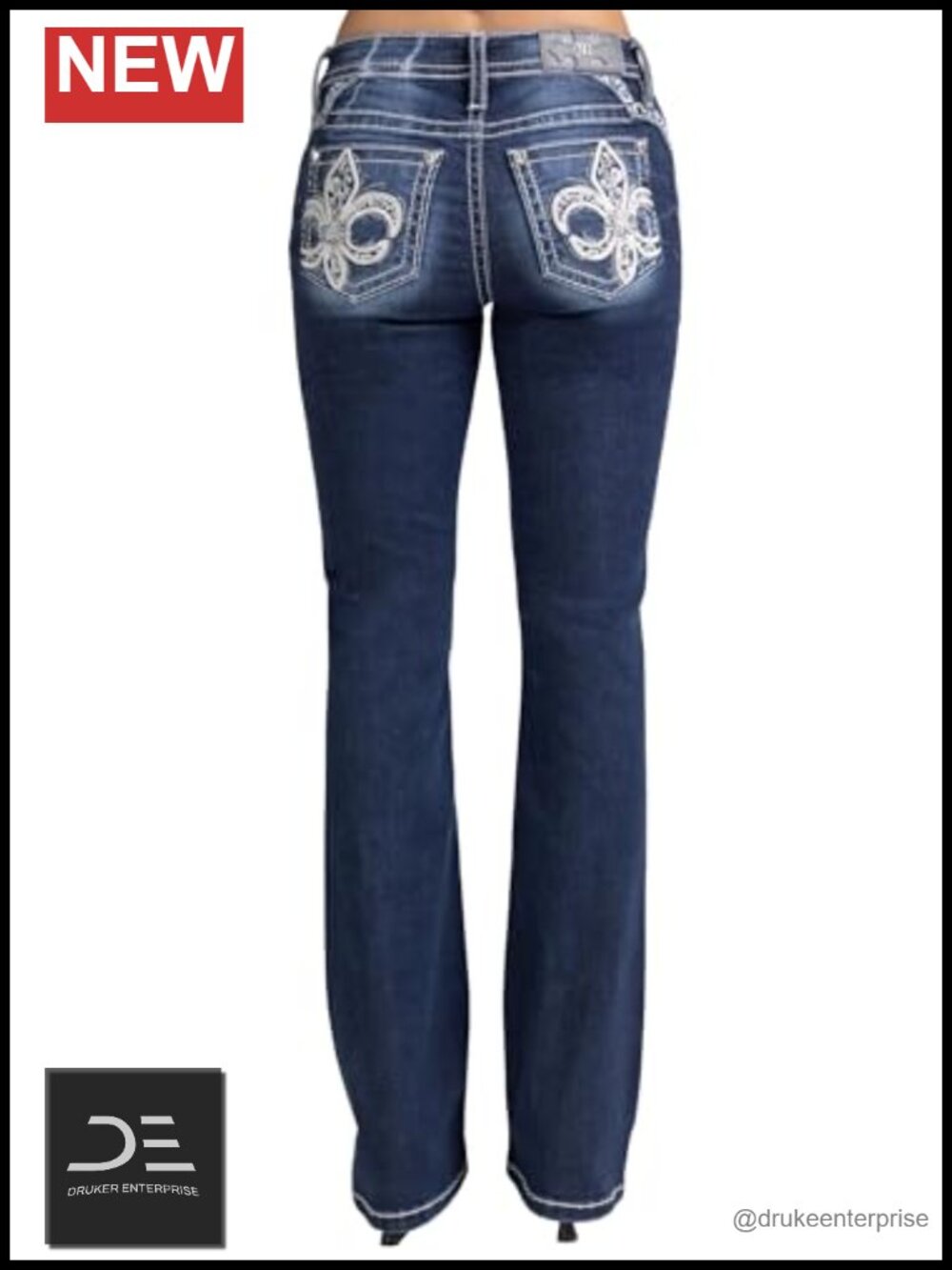 Rhinestone Fleur de Lis Embellished Bootcut Jeans